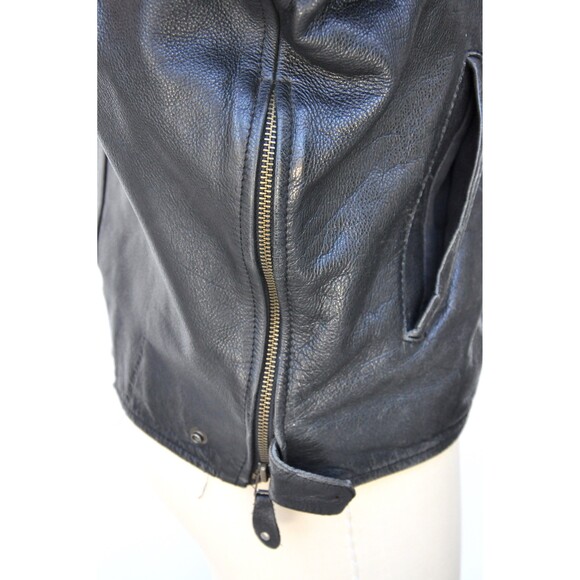 Vintage Black Leather Motorcycle Jacket - Biker Mens - Edwin Company M - Picture 6 of 10